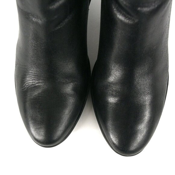 Aqua College Black Leather Sexy Heeled Ankle Boots Sz‎ 9.5 - Picture 4 of 13